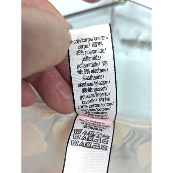 VICTORIA'S SECRET Floral Flocked Sheer Mesh Stretch Crop Top Pink Festival Small - Picture 6 of 6